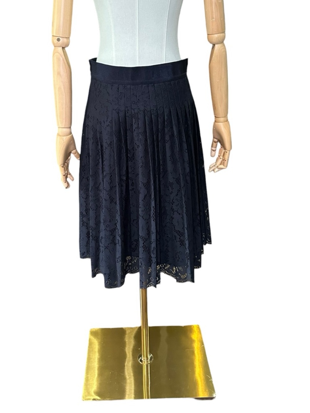 Ann Taylor Black Lace Pleated A-Line Skirt - Picture 6 of 8